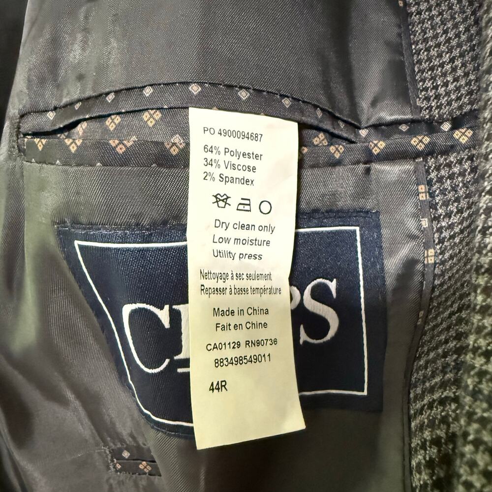 Chaps Men's Mini Houndstooth Two Buttons Sportscoat Blazer Jacket Size 44R - Picture 7 of 10